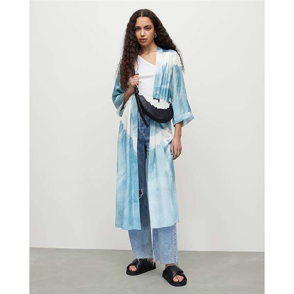 Allsaints Australia Womens Carine Mariana Silk Blend Kimono Blue AU01-082